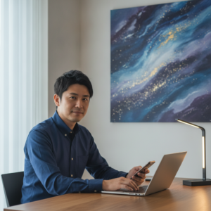 夜空を彩る僕の絵と、PC作業がくれた安定という光🌌🎨