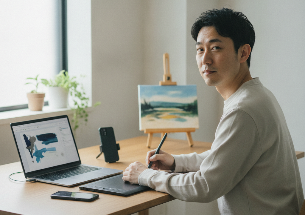 絵を描く僕が見つけた、安定の収入源🎨 副業で月10万円。福岡の自宅から綴る、在宅ワークの道のり🌌