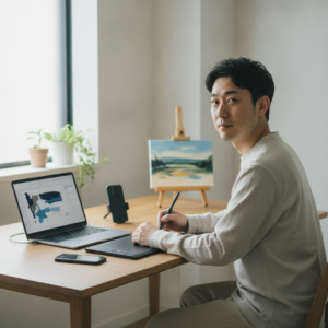 絵を描く僕が見つけた、安定の収入源🎨 副業で月10万円。福岡の自宅から綴る、在宅ワークの道のり🌌